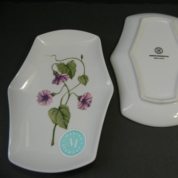 Martha Stewart Botanical Garden Shaped Decorative Plates Set of 4 Green Purple - Picture 2 of 7